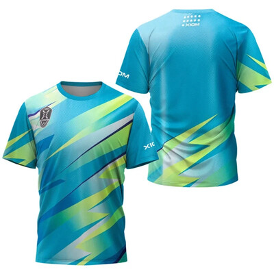 Tricou pentru tenis de masă cu dungi înalte pentru bărbați, tricou pentru tenis de vară pentru bărbați, pentru badminton, top, club de tenis de masă, cu mânecă scurtă
