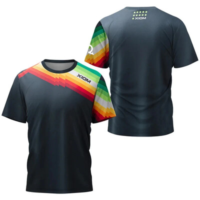 Tricou pentru tenis de masă cu dungi înalte pentru bărbați, tricou pentru tenis de vară pentru bărbați, pentru badminton, top, club de tenis de masă, cu mânecă scurtă