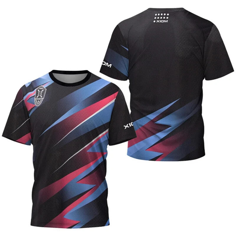 Tricou pentru tenis de masă cu dungi înalte pentru bărbați, tricou pentru tenis de vară pentru bărbați, pentru badminton, top, club de tenis de masă, cu mânecă scurtă