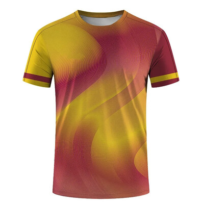 Vânzări fierbinți la modă, sport, alergare, tenis de masă, haine de antrenament imprimate 3D pentru bărbați și femei, ocazional, cu gât rotund, cu mânecă scurtă.