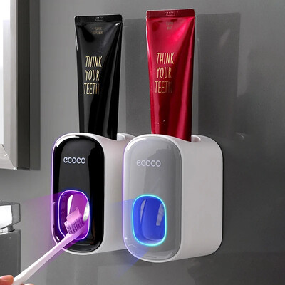 ECOCO Automatic Toothpaste Dispenser Βάση τοίχου Αξεσουάρ μπάνιου μπάνιου Αδιάβροχη βάση οδοντόκρεμας Squeezer οδοντόβουρτσας