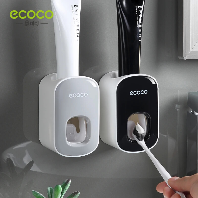 Automatický dávkovač zubnej pasty ECOCO, nástenný držiak na kúpeľňu, kúpeľňové doplnky, vodotesný odšťavovač zubnej pasty, držiak na zubnú kefku