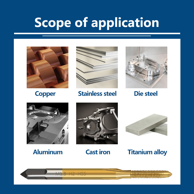 Filet HSS M1 M1.2 M1.4 M 1.6 M1.7 M1.8 Robinet cu șurub Înveliș cu titan Metal Orificiu șurub Burghiu Burghiu cu robinet Burghiu
