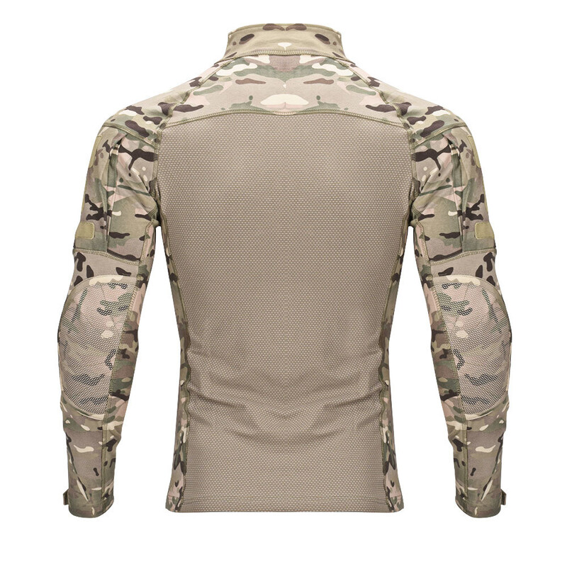 SINAIRSOFT vīriešu kamuflāžas taktiskais kaujas krekls elastīgs kokvilnas 1/4 rāvējslēdzējs Uniform krekli ar garām piedurknēm Camo T krekls