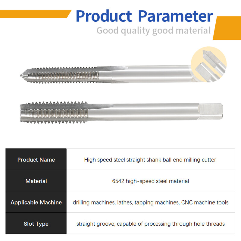RIGTIP HSS cu tijă lungă, canelut drept, robinet cu șurub, gaură adâncă, filet, robinet metric, pentru unelte de prelucrare a metalelor M3-M52