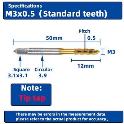 RIGTIP HSS Cobalt που περιέχει άκρο Βιδωτή βρύση μηχανής Εργαλείο τρυπάνι με βρύση από ανοξείδωτο χάλυβα Ειδικό κούμπωμα με σπείρωμα με επίστρωση τιτανίου M3-M16