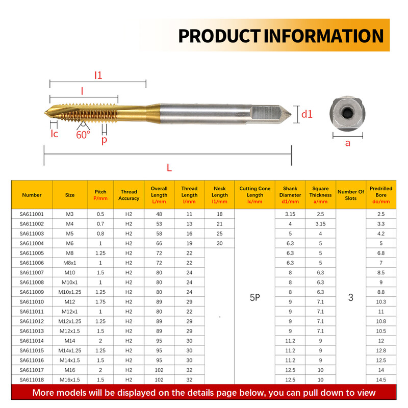 RIGTIP HSS Cobalt που περιέχει άκρο Βιδωτή βρύση μηχανής Εργαλείο τρυπάνι με βρύση από ανοξείδωτο χάλυβα Ειδικό κούμπωμα με σπείρωμα με επίστρωση τιτανίου M3-M16