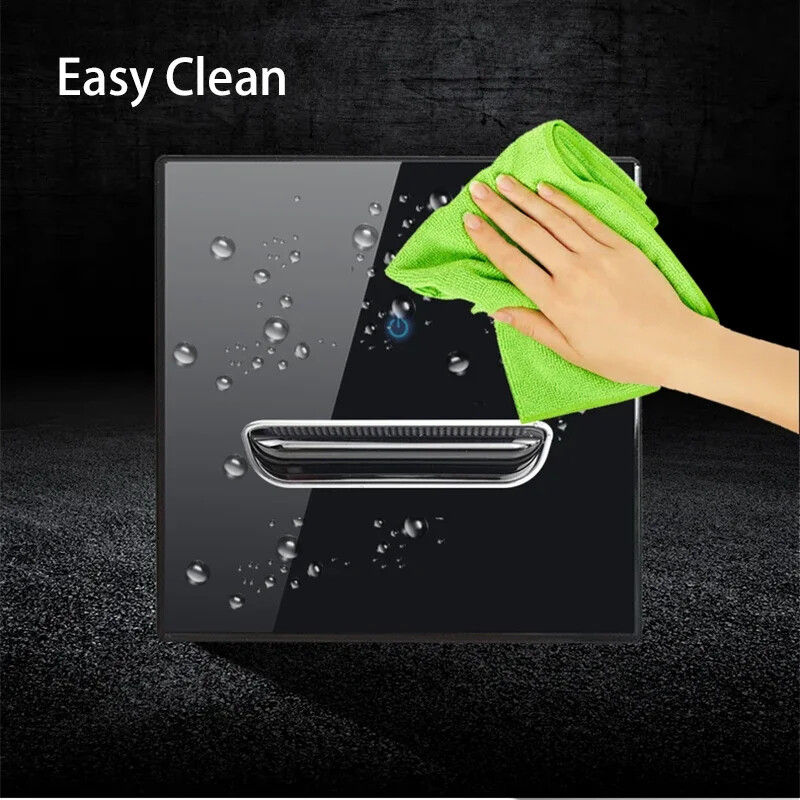 Wallpad Comutator de lumină Buton de apăsare Întrerupător de perete 1/2/3/4 Gang Placă din sticlă securizată Lumină de noapte LED albastru Curățare ușor de viață lungă