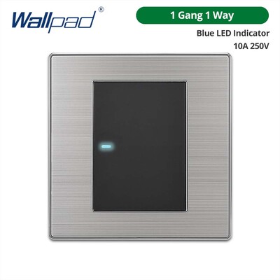 1 2 3 4 Gang 2 Way Wallpad ploča od nehrđajućeg čelika Zidni prekidač za svjetlo s LED indikatorom MF UK utičnica 10A AC110 250V