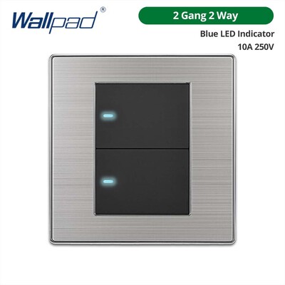 1 2 3 4 Gang 2 Way Wallpad ploča od nehrđajućeg čelika Zidni prekidač za svjetlo s LED indikatorom MF UK utičnica 10A AC110 250V