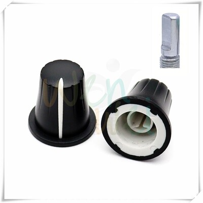 10 tükki musta plastikust lille poolvõlli auk, valge märgi nupu kork 20 mm * 20 mm mahu potentsiomeetri paneeli lüliti reguleerimiseks