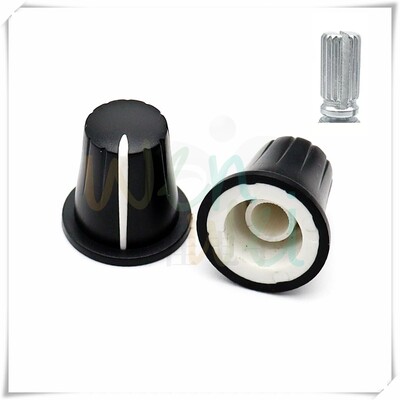 10 tükki musta plastikust lille poolvõlli auk, valge märgi nupu kork 20 mm * 20 mm mahu potentsiomeetri paneeli lüliti reguleerimiseks