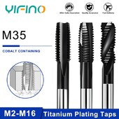 YIFINO M35 kobalto turintis titano dengtas HSS čiaupas, skirtas nerūdijančio plieno tiesiems griovelių / antgalio / spiraliniams čiaupams M2-M16