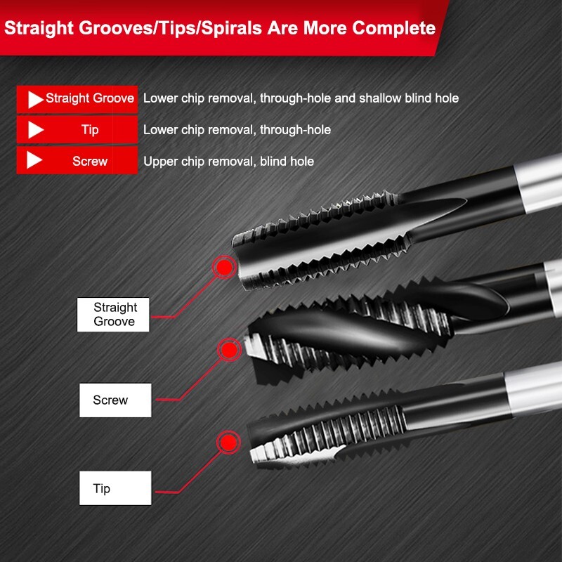 YIFINO M35 kobalto turintis titano dengtas HSS čiaupas, skirtas nerūdijančio plieno tiesiems griovelių / antgalio / spiraliniams čiaupams M2-M16