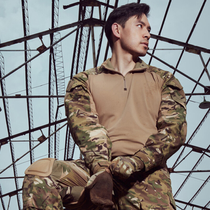 Férfi terepszínű egyenruha harci ing szabadtéri taktikai hosszú ujjú ing Paintball kempingezés vadászruházat