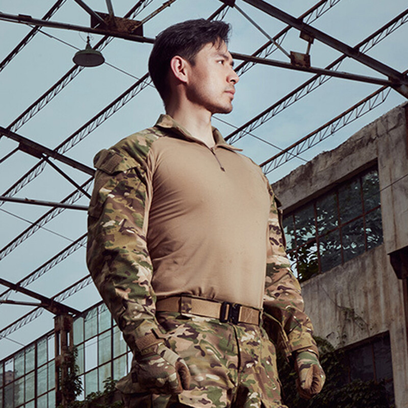 Férfi terepszínű egyenruha harci ing szabadtéri taktikai hosszú ujjú ing Paintball kempingezés vadászruházat