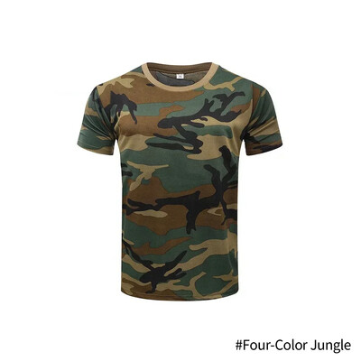 Noi haine tactice de camuflaj, tricou cu uscare rapidă, pentru bărbați, respirabil, cu decolteu O, tricou casual de vânătoare, din bumbac pur