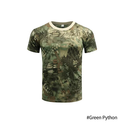 Noi haine tactice de camuflaj, tricou cu uscare rapidă, pentru bărbați, respirabil, cu decolteu O, tricou casual de vânătoare, din bumbac pur