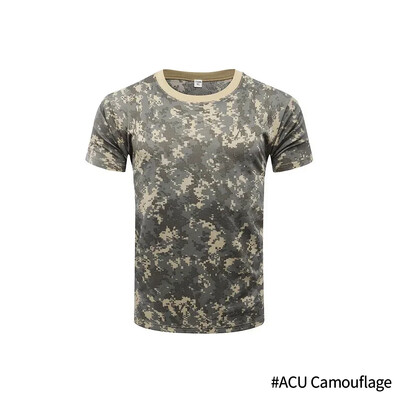 Noi haine tactice de camuflaj, tricou cu uscare rapidă, pentru bărbați, respirabil, cu decolteu O, tricou casual de vânătoare, din bumbac pur