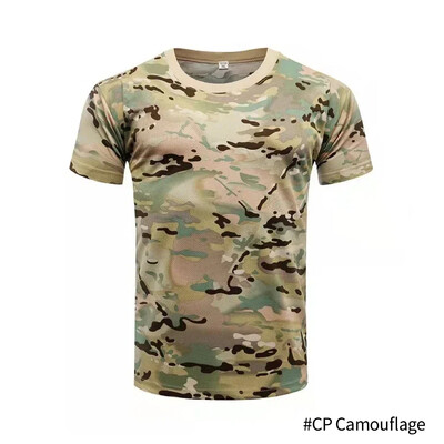 Noi haine tactice de camuflaj, tricou cu uscare rapidă, pentru bărbați, respirabil, cu decolteu O, tricou casual de vânătoare, din bumbac pur