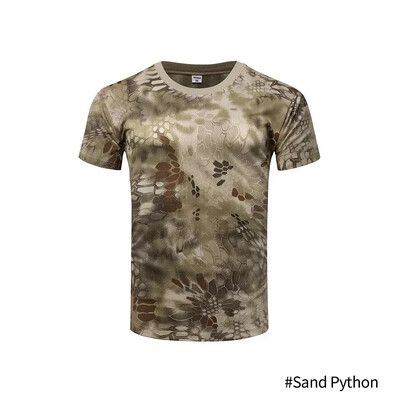 Noi haine tactice de camuflaj, tricou cu uscare rapidă, pentru bărbați, respirabil, cu decolteu O, tricou casual de vânătoare, din bumbac pur