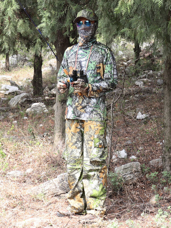 Vasaras ērts Icesilk saules aizsardzības krekls ar garām piedurknēm makšķerēšanas krekls Green Leaves Bionic kamuflāžas medību krekls ātri žūst