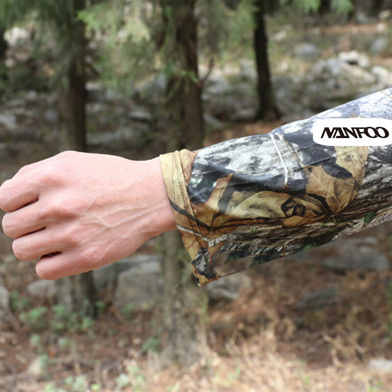 Vasaras ērts Icesilk saules aizsardzības krekls ar garām piedurknēm makšķerēšanas krekls Green Leaves Bionic kamuflāžas medību krekls ātri žūst