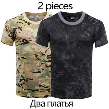 Ανδρικά μπλουζάκια καμουφλάζ Tactical Quick Dry Combat T-shirt Στρατιωτικού στρατού Camo υπαίθρια αθλητική πεζοπορία Κυνήγι Ρούχα αναρρίχησης