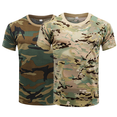 Ανδρικά μπλουζάκια καμουφλάζ Tactical Quick Dry Combat T-shirt Στρατιωτικού στρατού Camo υπαίθρια αθλητική πεζοπορία Κυνήγι Ρούχα αναρρίχησης