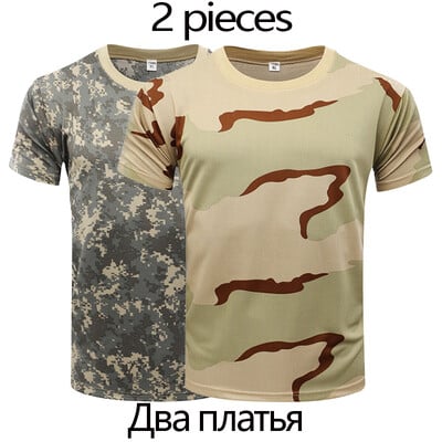 Tricou de luptă tactic de camuflaj cu uscare rapidă pentru bărbați Tricou militar pentru armata Camo Sport în aer liber Drumeții Vânătoare Climping Haine