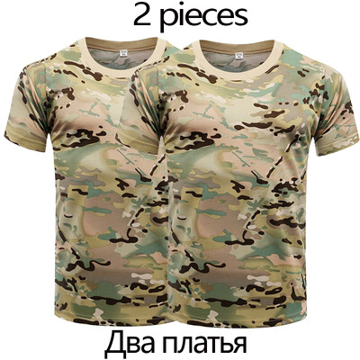 Tricou de luptă tactic de camuflaj cu uscare rapidă pentru bărbați Tricou militar pentru armata Camo Sport în aer liber Drumeții Vânătoare Climping Haine