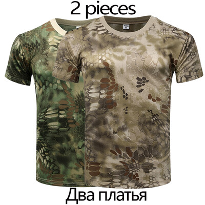 Tricou de luptă tactic de camuflaj cu uscare rapidă pentru bărbați Tricou militar pentru armata Camo Sport în aer liber Drumeții Vânătoare Climping Haine