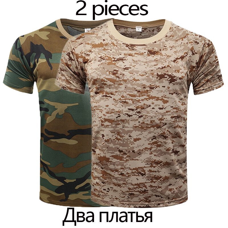 Tricou de luptă tactic de camuflaj cu uscare rapidă pentru bărbați Tricou militar pentru armata Camo Sport în aer liber Drumeții Vânătoare Climping Haine