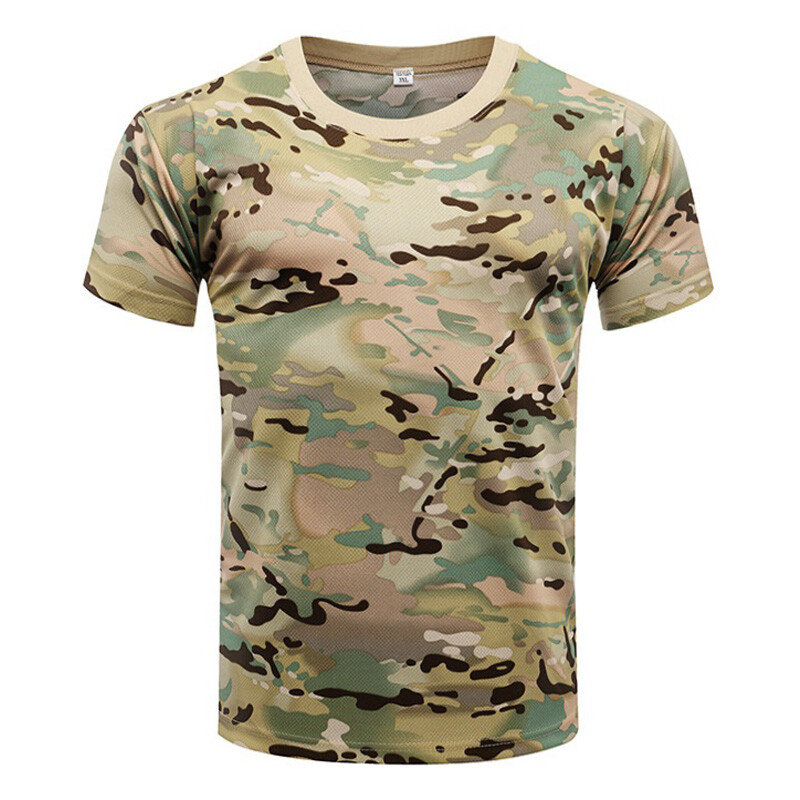 Tricou de luptă tactic de camuflaj cu uscare rapidă pentru bărbați Tricou militar pentru armata Camo Sport în aer liber Drumeții Vânătoare Climping Haine
