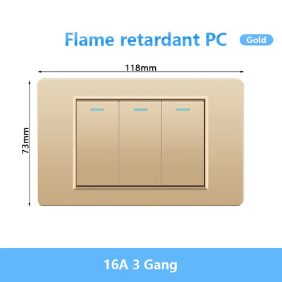 118 Tüüp Brasiilia Korea AU USA standardne seinavalgusti lüliti 16A PC paneel Toide ON VÄLJAS 1/2/3/4/Gangi kahesuunaline klahvlüliti