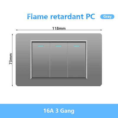118 Tüüp Brasiilia Korea AU USA standardne seinavalgusti lüliti 16A PC paneel Toide ON VÄLJAS 1/2/3/4/Gangi kahesuunaline klahvlüliti