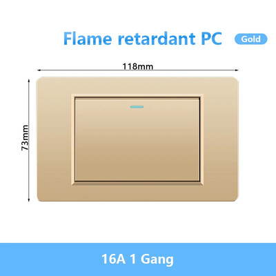 118 Tüüp Brasiilia Korea AU USA standardne seinavalgusti lüliti 16A PC paneel Toide ON VÄLJAS 1/2/3/4/Gangi kahesuunaline klahvlüliti