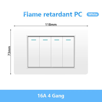 118 Tüüp Brasiilia Korea AU USA standardne seinavalgusti lüliti 16A PC paneel Toide ON VÄLJAS 1/2/3/4/Gangi kahesuunaline klahvlüliti