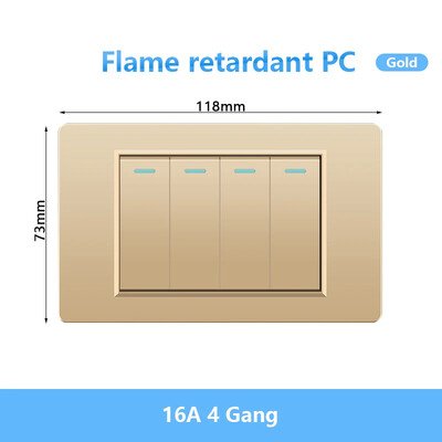 118 Tüüp Brasiilia Korea AU USA standardne seinavalgusti lüliti 16A PC paneel Toide ON VÄLJAS 1/2/3/4/Gangi kahesuunaline klahvlüliti