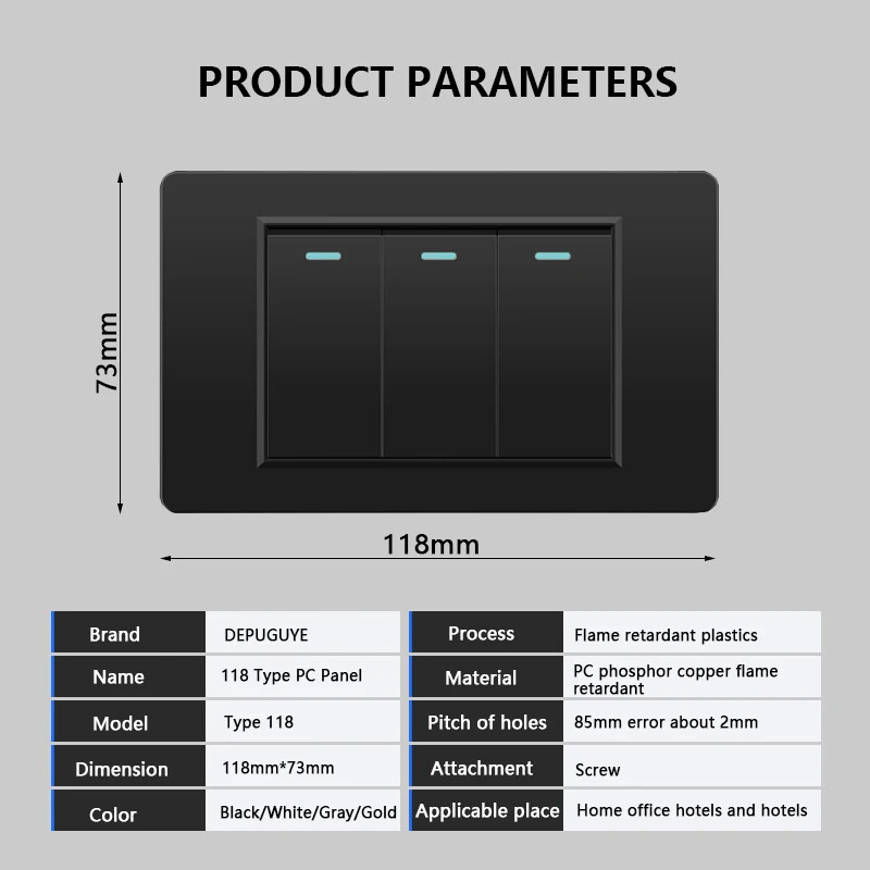 118 Tüüp Brasiilia Korea AU USA standardne seinavalgusti lüliti 16A PC paneel Toide ON VÄLJAS 1/2/3/4/Gangi kahesuunaline klahvlüliti