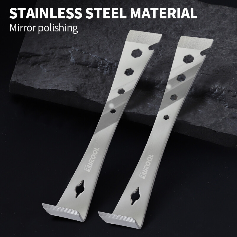 Nerūsējošā tērauda stieņu skrāpis, daudzfunkcionāls plakans stieņu skrāpis, kas paredzēts, lai veidotu skrāpējamo grīdlīstes apgriešanas skrāpi biškopju stropu rīks
