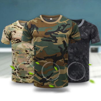 Νέα ρούχα Tactical Camouflage Hunting Quick Dry T-shirt Ανδρικά Breathable O Neck Shirt Sleeve Hunting Casual T-shirt από καθαρό βαμβάκι