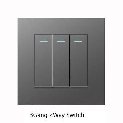 Pilkos spalvos plastikinis modulinis skydas JK Honkongo 86 tipo elektriniai sieninių šviestuvų jungikliai