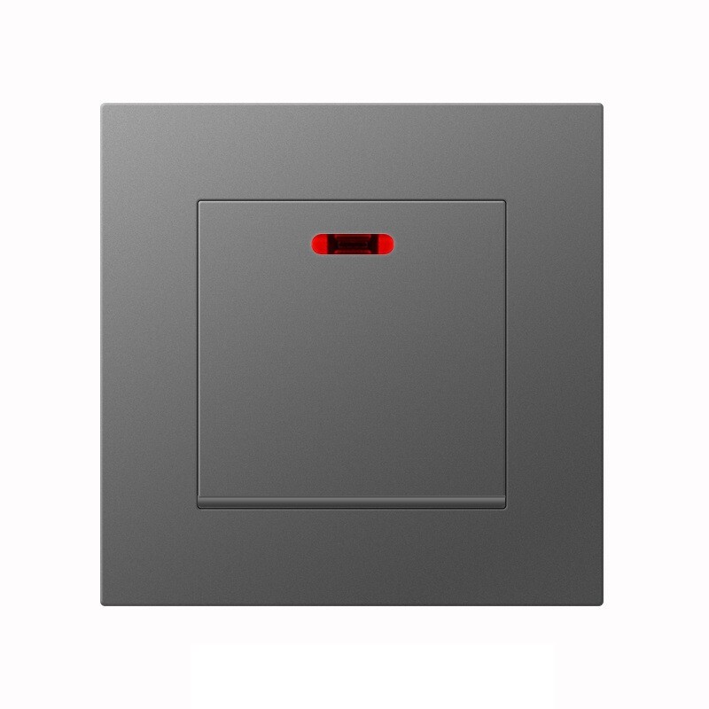 Pilkos spalvos plastikinis modulinis skydas JK Honkongo 86 tipo elektriniai sieninių šviestuvų jungikliai