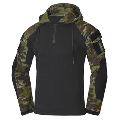 Tricou tactic militar pentru bărbați, uniformă de camuflaj Airsoft Paintball CP, cămașă de luptă de vânătoare, îmbrăcăminte de camping