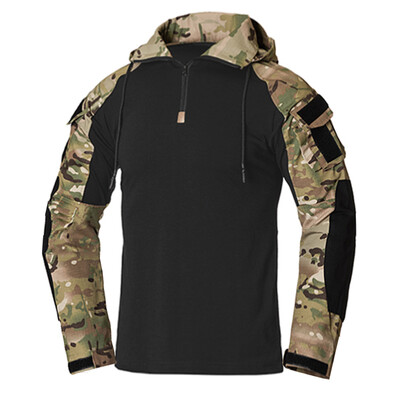 Tricou tactic militar pentru bărbați, uniformă de camuflaj Airsoft Paintball CP, cămașă de luptă de vânătoare, îmbrăcăminte de camping