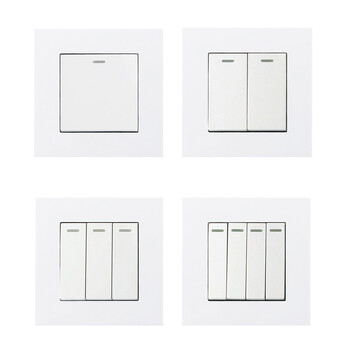 Avoir Wall Light Switch PC Plastic Panel White Rocker Switch 1 2 3 4 Gang 1 2 Way Push Button Switches for Home 86mm x 86mm 220V