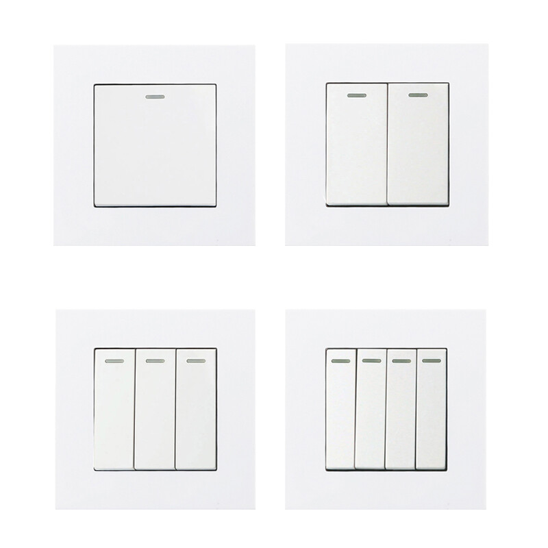 Avoiri seinavalgusti lüliti arvuti plastpaneel valge klapplüliti 1 2 3 4 1 2-suunalised nupplülitid kodu jaoks 86 mm x 86 mm 220 V