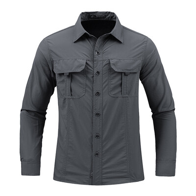 Cargo Shirt Wild Hunting Felszerelés Katonai kiképző harci ing Férfi üzleti hosszú ujjú pamut ing Ruházat Fekete blúzok 5XL