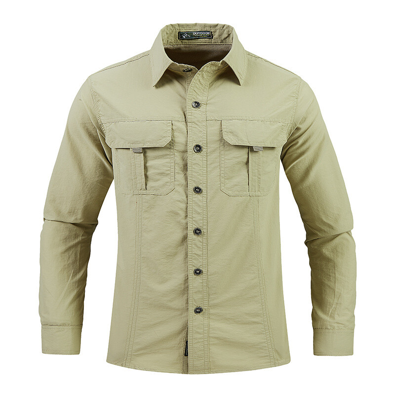 Cargo Shirt Wild Hunting Felszerelés Katonai kiképző harci ing Férfi üzleti hosszú ujjú pamut ing Ruházat Fekete blúzok 5XL